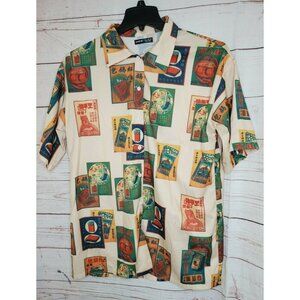 Shein Short Sleeve Button-Up Shirt with Rare Graphics - Medium 6, Multi-Colored